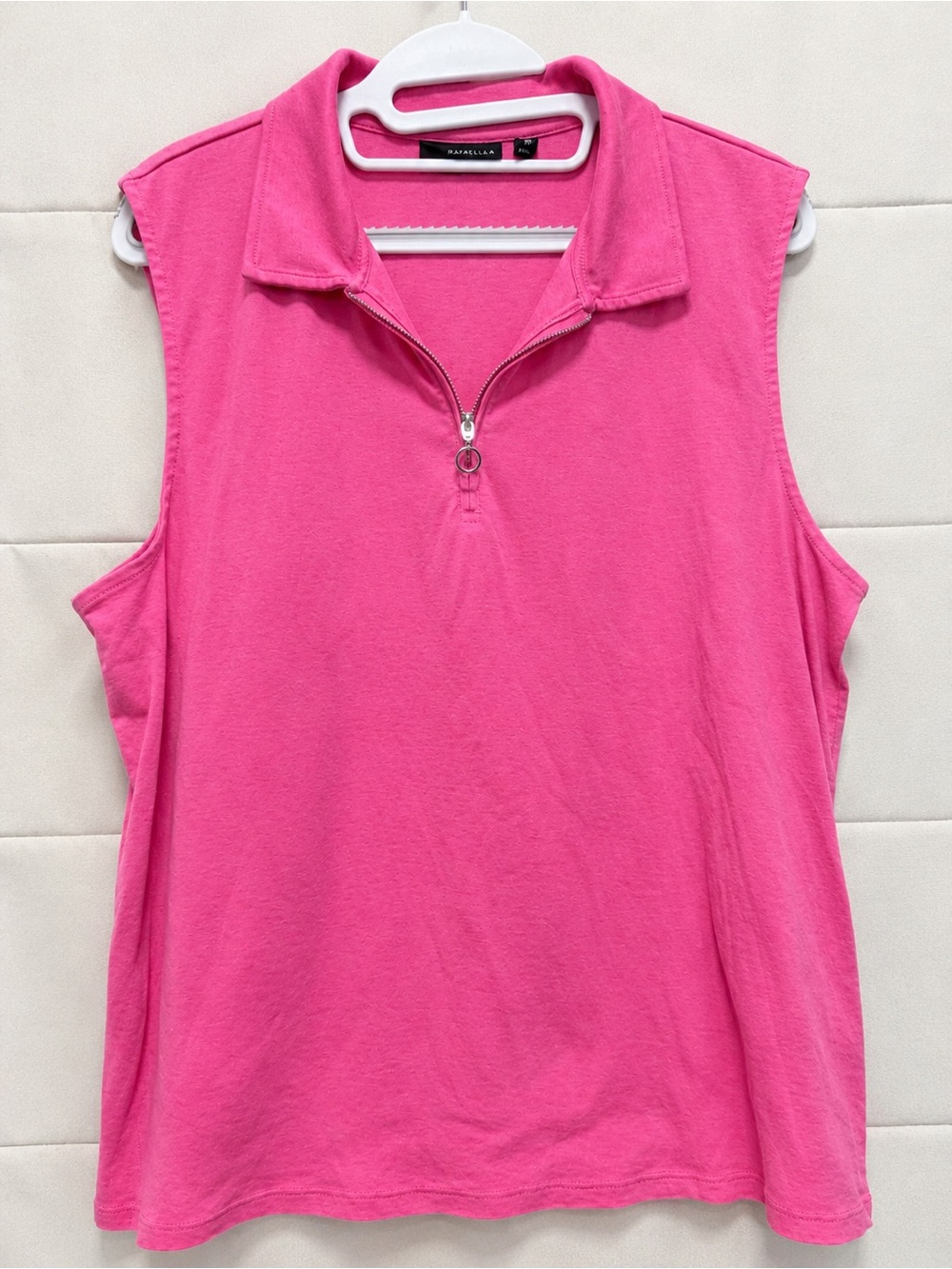 Rafaella XXL Bright Pink Sleeveless Quarter Zip Polo Top